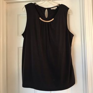 Black sleeveless top with gold accent